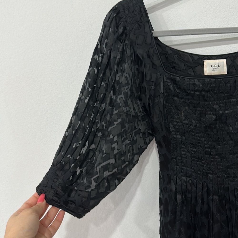 ECI New York Womens Tie Back  PleatedChiffon Blouse Sz 6P - Picture 7 of 16